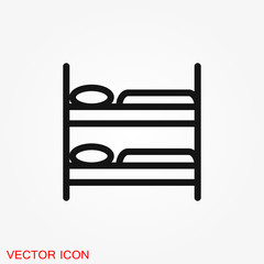 Bed icon vector, flat symbol on background.