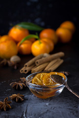 tangarine marmalade jam. dark food photo style