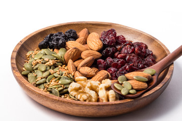 Variety of tasty fresh nuts.