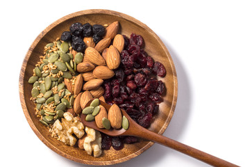 Variety of tasty fresh nuts.