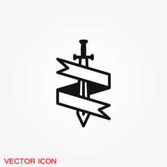 Sword icon, vector flat icon illustration isolated on background.