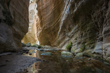 Play of light and shadow in Avakas canyon