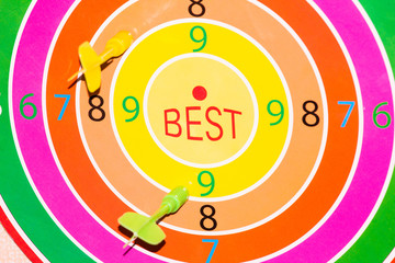 Business concept. darts arrows in the target center