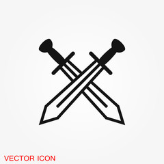 Sword icon, vector flat icon illustration isolated on background.