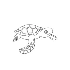 Cute vector sea turtle illustration.