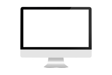 Modern flat screen computer monitor. Computer display isolated on white background - obrazy, fototapety, plakaty