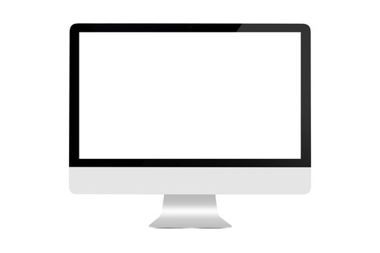 Modern flat screen computer monitor. Computer display isolated on white background