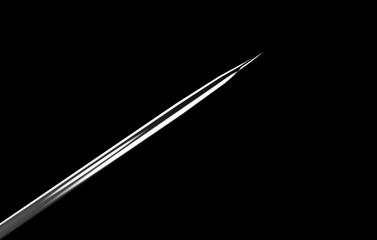 Stainless Needle on black background. Illustration of metal sharp needle.
