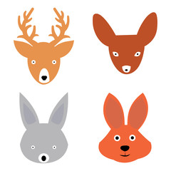 Vector illustration of cute cartoon animal faces