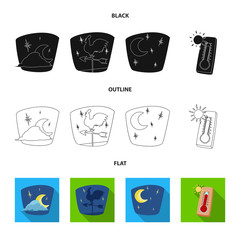 Vector illustration of weather and climate icon. Set of weather and cloud stock vector illustration.