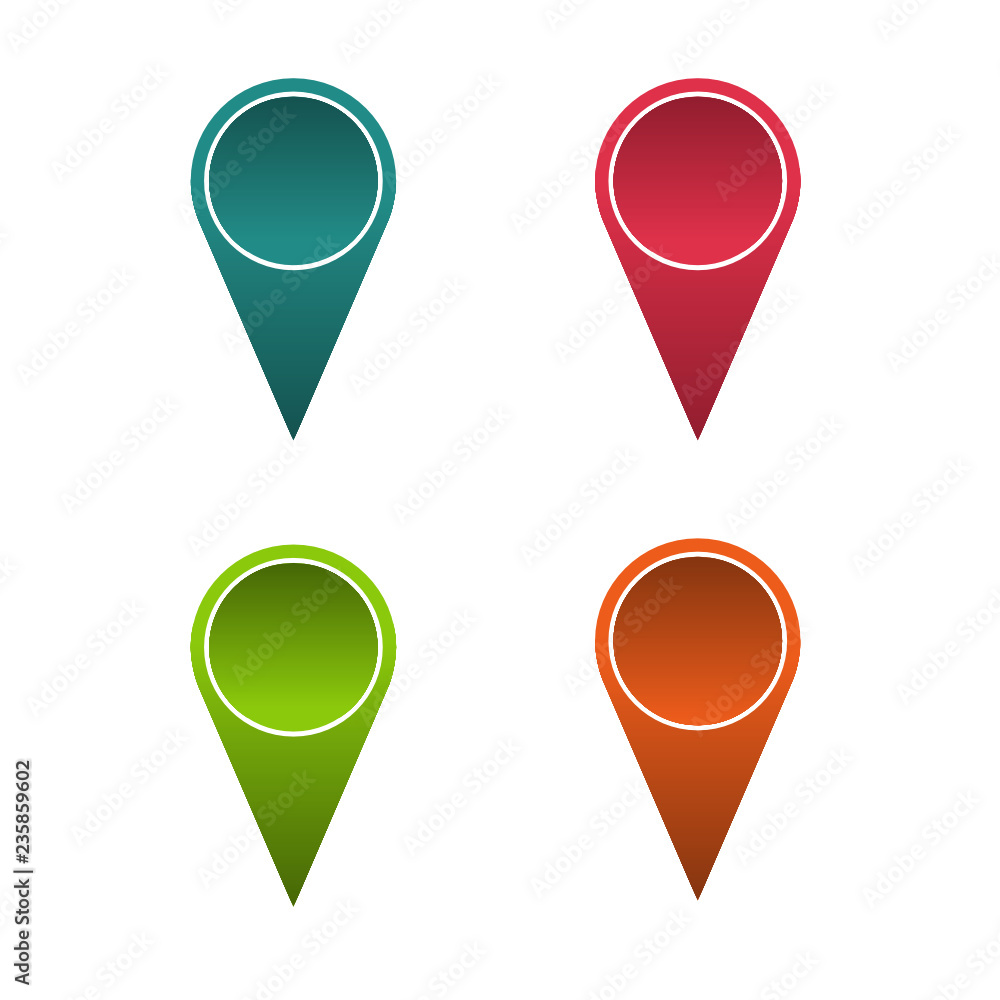 Poster map marker icon, 3d vector pin location in green, gps icon,