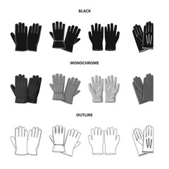 Vector design of glove and winter logo. Set of glove and equipment vector icon for stock.