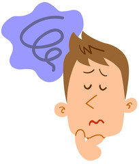 悩む若い男性の顔 不安 後悔
