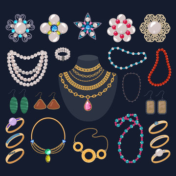 Realistic Jewelry Accessories Icons Set Stock Illustration - Download Image  Now - Jewelry, Necklace, Vector - iStock