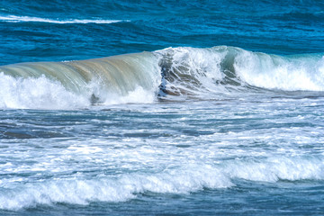 Wave at sea on the coast of Crete island, Greece, Europe.