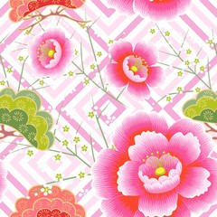 Japanese pattern. Cherry blossom. Ornament. with oriental motifs. Vector