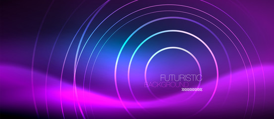 Neon glowing circles background