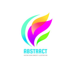 Abstract colored leaves - concept business logo template vector illustration. Positive geometric sign in optimism style. Graphic design elements. 