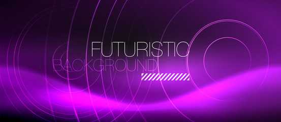 Dark abstract background with glowing neon circles