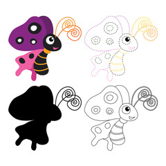 butterfly worksheet vector design for kid