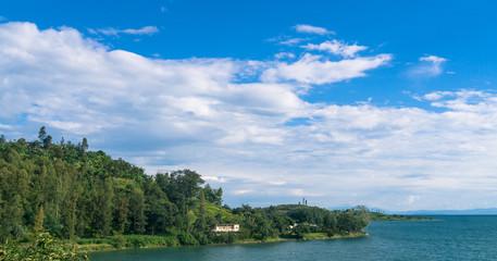Fototapeta na wymiar View of the Kivu lake in Rwanda. Africa
