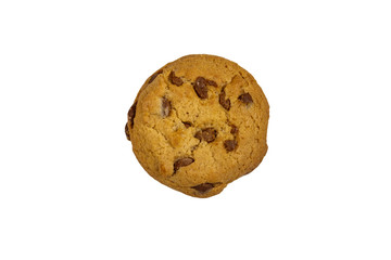 Chocolate chip cookie isolated on white background
