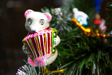 mouse plays the accordion Vintage USSR Soviet Christmas tree toy decorations