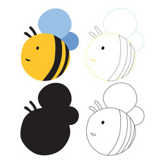 bee worksheet vector design for kid