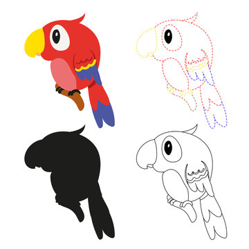 parrot worksheet vector design
