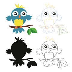 bird worksheet vector design for kid