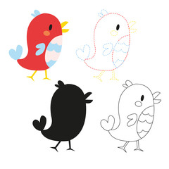 bird worksheet vector design for kid
