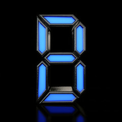 Letter B Futuristic blue neon led digital font. 3D Rendering