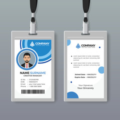 Creative ID card template with blue circles