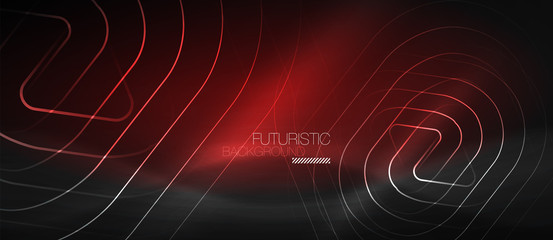 Dark black abstract background with neon colors and lines