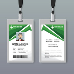 Modern ID card template with green details
