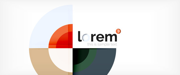 Modern geometric circles abstract background, colorful round shapes with shadow effects