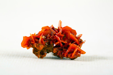 A rich jumble of tabular, reddish-orange wulfenite crystals. Mineral specimen wulfenite crystals...