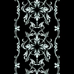 Golden baroque seamless border. Classic pattern with abstract leaves