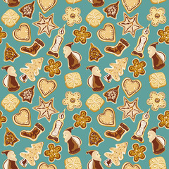  merry christmas seamless pattern with gingerbread cookies