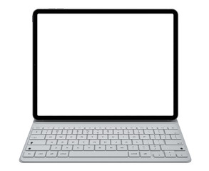 Tablet with keyboard case with blank screen template