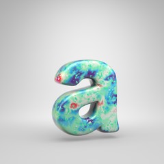 Bluish acrylic pouring letter A lowercase isolated on white background