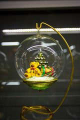 Vintage Christmas tree toy decorations glass ball with teddy bear and tree