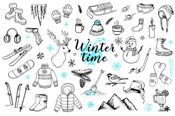 Set of winter doodles - 235867490