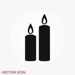 Candle vector icon. Light concept. Can be used for topics like celebration, holiday, decoration. Candles icons