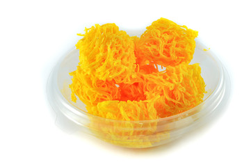 golden egg yolks threads isolated thai desserts