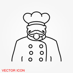Chef vector icon in a cooking hat. Kitchen logo.
