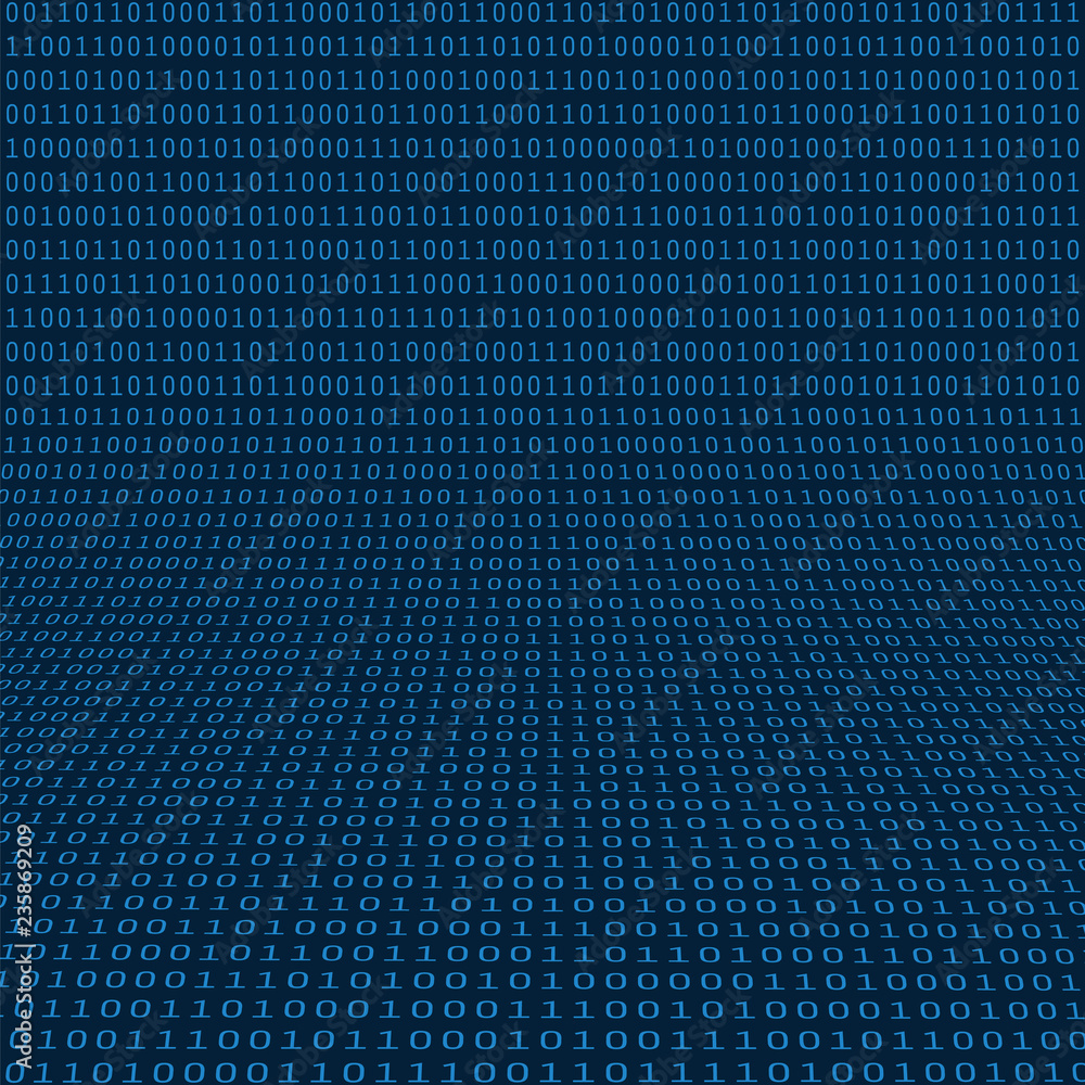 Poster digital matrix, bits pattern, ones and zeros - abstract modern 3d digital information vector backgro