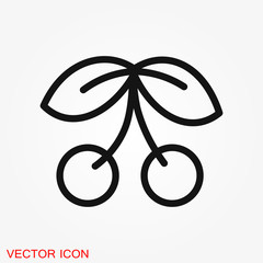 Cherry icon vector, fruit illustration, fresh healthy cherries