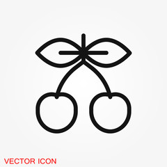 Cherry icon vector, fruit illustration, fresh healthy cherries