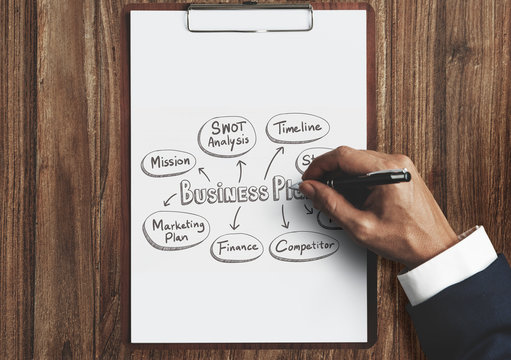 Businessman drawing a business plan